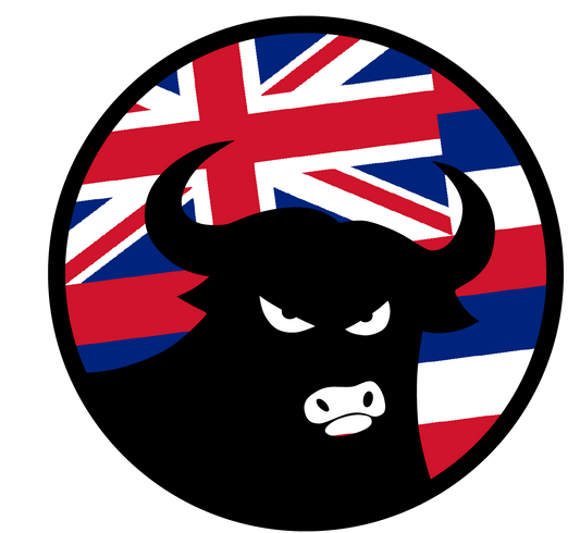 662 Bull Hawaiian Flag 8" Sticker